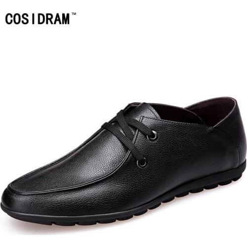 COSIDRAM Lace up New 2018 Spring Summer Comfortable Fashion Shoes Loafers Men Casual Shoes Breathable Flat Driving Shoes SHB-028
