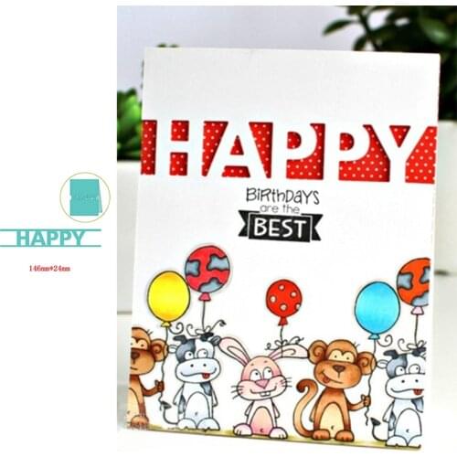 Elegant HAPPY Word Hollow Popular Letters Decoration Metal Cutting Dies For DIY Scrapbooking Paper Cards Crafts New 2019