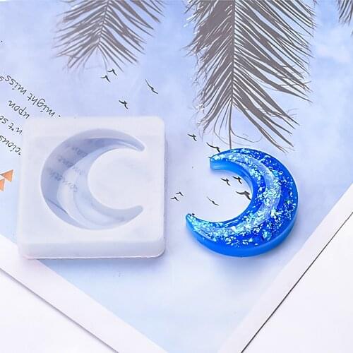 Liquid Silicone Mold for DIY Resin Decorative Craft Moon Star Heart Epoxy UV Resin Molds for Pendants Jewelry Making Tools