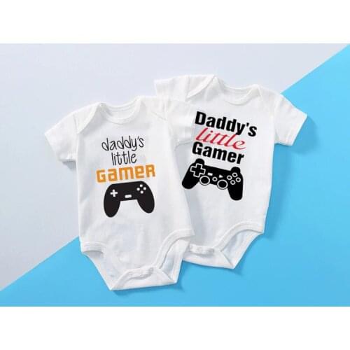 Daddys Little Gamer Design Cute Newborn Baby Boys Girls Romper Jumpsuit Baby Bodysuit Summer Short Sleeve Clothes Outfit 0-24M