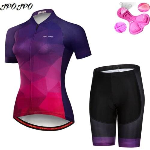 JPOJPO Womens Cycling Jersey Sets Summer MTB Bike Jersey Clothes Maillot Quick Dry Youth Bicycle Cycling Clothing Ropa Ciclismo