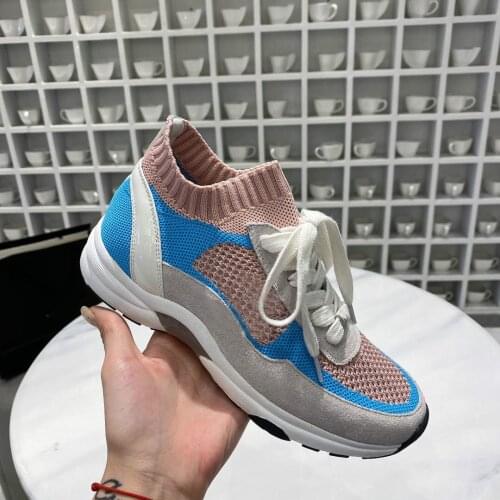 Mesh Leather Brand Sneakers Women Lace Up Mixed Color Womens Shoes Designer Shoes Women Luxury 2020 Brand Tennis Runway Shoes