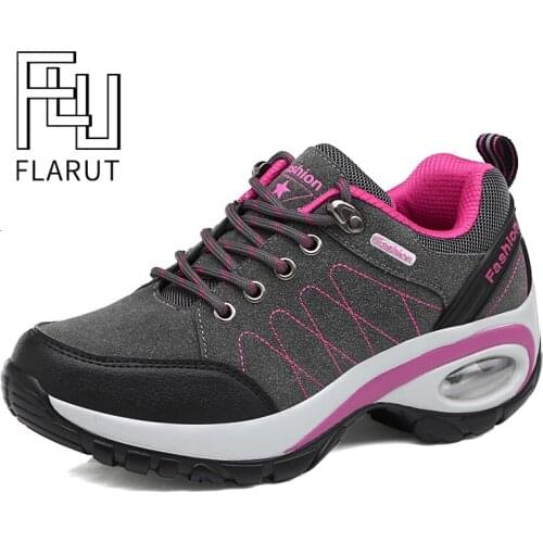 Women Wedge Sneakers Air Cushion Height Increase 6 Cm Platform Shoes Autumn Trainers Lace-up Sport Shoes Anti-slip Running Shoes