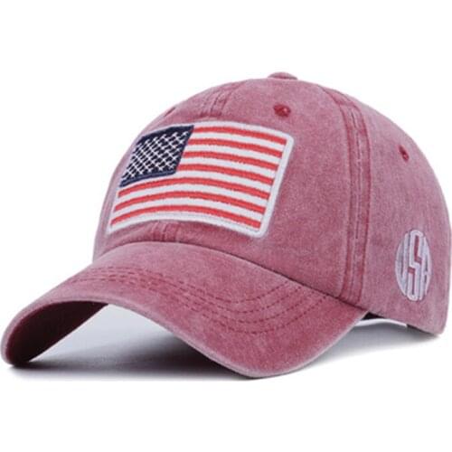 Hot sale mens cap washed and distressed letters baseball cap for men classic American flag cotton Snapback hat