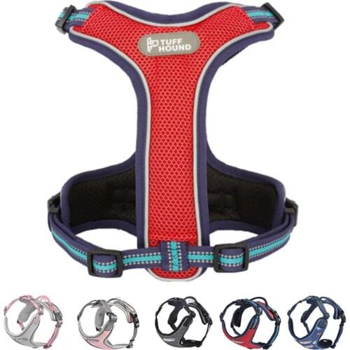Reflective Nylon Pet Dog Harness Dog Padded Vest Adjustable Chest Strap Safety Lead All Weathers For large medium small Dogs