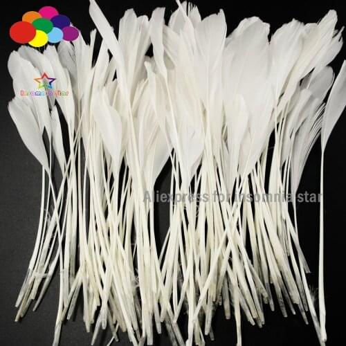 New 100pcs Dyed white 15-20cm or 6-8inch Crafts Decor Stripped Goose Feathers