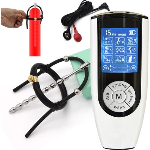 New And Strong Electro Shock Kit,Penis Plug Cock Enlargement Ring Catheter Sound,Men Electrical Stimulate Sex Toy Penis Massager