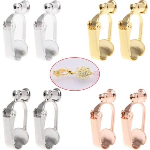 1 Pair Earrings Adapter Stud Ear Clips Converter For Non-pierced People Clip On Metal Component DIY Jewelry Making Tool Finding