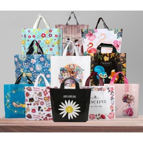20PCS Pattern Plastic Bags For Business Packaging Jewelry Shopping Bags Gift Printed For Boutique Shopping Candy Sweets Party