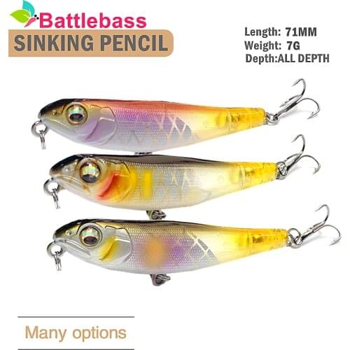 Battlebass 1Pcs Pencil Fishing Lure 7.1cm 7g sinking Dogs Hard Lures Baits Wobblers Artificial Hard Bait Pesca Fishing Tackle