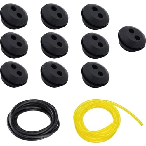 10 Pcs 2 Holes Fuel Tank Grommet Rubber with Fuel Line Pipe for Brush Cutter Grass Trimmer