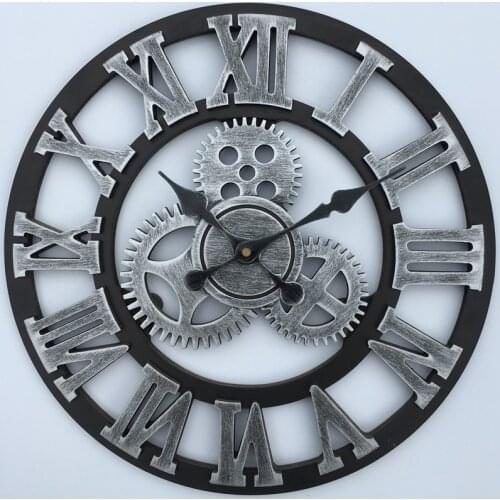 Handmade Oversized 3D wall clock retro rustic decorative luxury art big gear wooden large wall clock on the wall 30cm