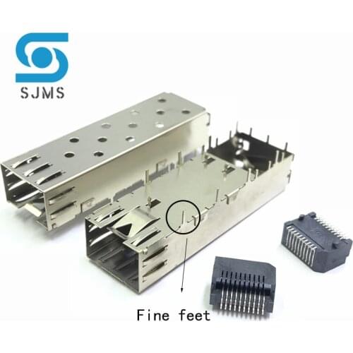 SFP Cage Press-Fit Solder PCB Right Angle Through Holes Cross for 1*1 20 Pin Fiber optic interface shield housing connector seat