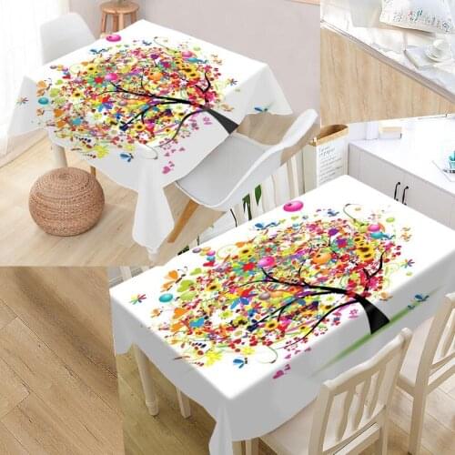 Custom Heart Tree Table Cloth Oxford Print Rectangular Waterproof Oilproof Table Cover Square Wedding Tablecloth
