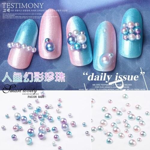 Mixed Size Plated Color Mermaid Ball Pearl Nail Decoration Semicircle Pearl Nail Art Decoration