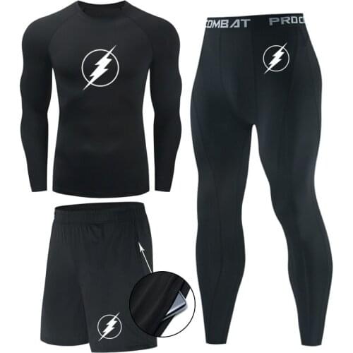 BJJ Sports Compression The Flash MMA Rashguard Suit Muay Thai Kickboxing T Shirts +Pants Boxing Jerseys Sets Workout Tracksuit