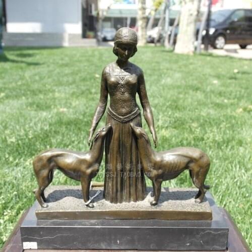 Old antique brass Arts & Crafts Sculpture beauty dog shepherd-dog copper sculpture crafts art decoration home decoration