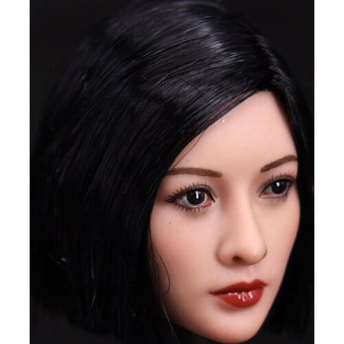 1:6 Scale Asian Female Head Sculpt Short Black Hair Headplay Model For 12" Body Figures