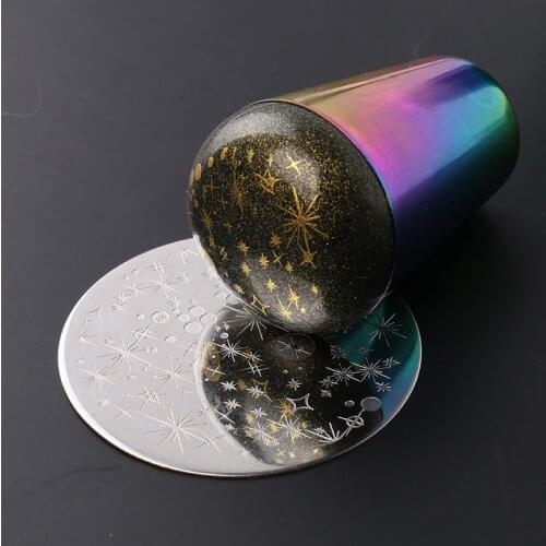 1Set Nail stamp Nail Art Starry Sky Stamper Soft Silicone Head Metal Handle Scrapers 2 Colors