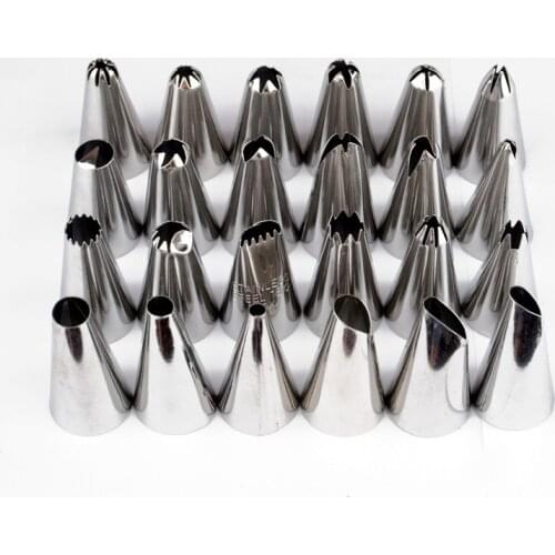 24Pcs/set Large Stainless Steel Icing Piping Nozzles Pastry Tips Set For Cake Decorating Sugar Craft Tool Smile