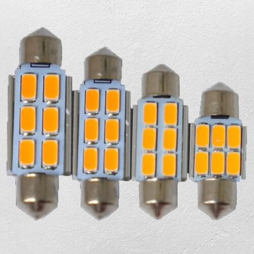 4pcs/lot CANBUS Gold Yellow 31MM 36MM 39MM 41MM 12V 6SMD LED Festoon Dome,license plate,roof,glove box lighting interior