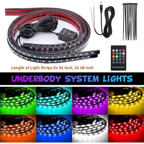 4Pcs Car Underglow Light Flexible Strip LED RGB Decorative Atmosphere Lamp Tube Underbody System Neon Light For BMW Audi VW Opel