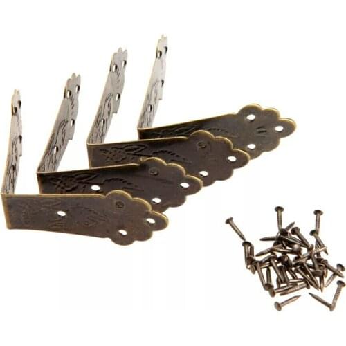 4Pcs Vintage Luggage Box Corner Protector Flower Corners Brackets Decorative Furniture Decoration Box Corner Furniture Fitting