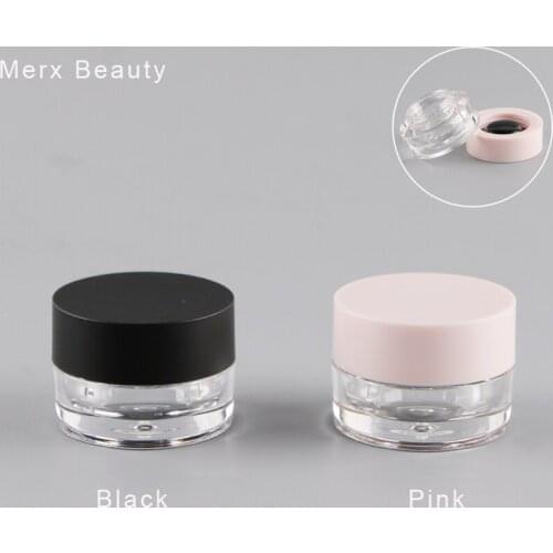 5/50PCS 4G Clear Plastic Air Cushion Rubber Bottle Empty Round Loose Powder Case with 2 Color of Cap Refillable Makeup Jar