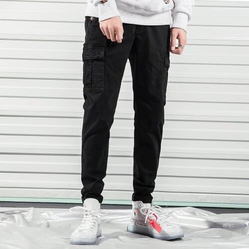 Mens Cargo Pants Cotton Camouflage Multi Pocket Casual Spring Mens Straight Pant Military Overall Long Trousers Plus Size 39