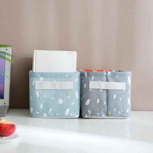 Household Storage Box Cabinet Underwear Cube Folding Desktop Storage Basket Organizer Cotton Linen Sundries Storage Basket