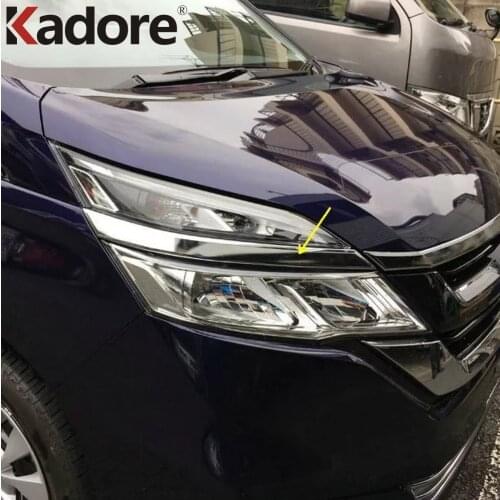 For Nissan Serena 2016- 2019 Chrome Auto Front Head Light Lamp Cover Trim Headlight Eyebrow Strips Car Styling Accessories