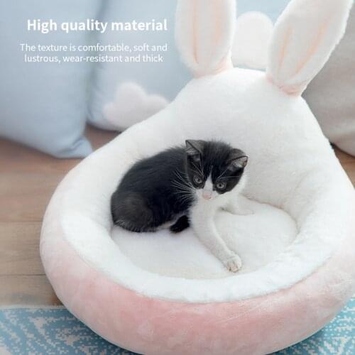 Pet Cat Bed House Cute Rabbit Ears Kennel Removable Washable Dog Bed Warm Soft Pet Nest Sofa Cushion Pet Sleeping Supplies