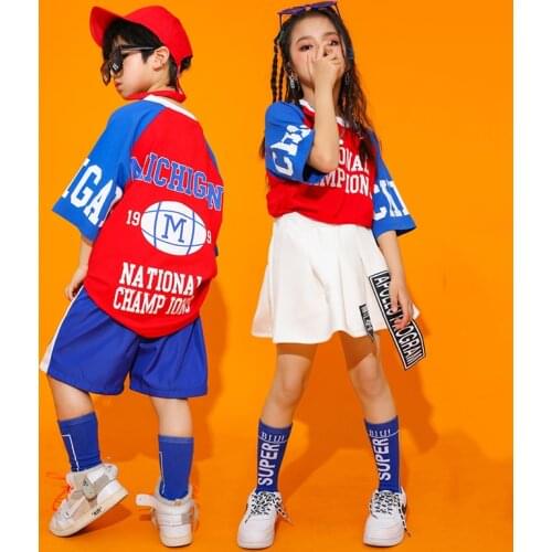 Jazz Dance Costumes Kids Cool Hip Hop Dance Rave Clothes Printing Street Dance Practice Wear Hiphop Performance Clothing DC4927