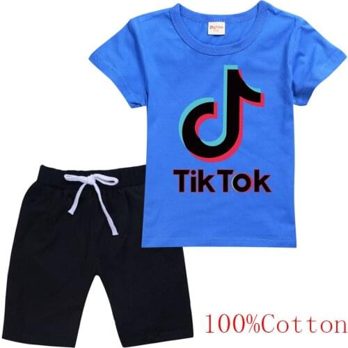 TIK TOK Baby Boys Clothes Short Sleeve Summer Toddler Tops T-Shirt Shorts 2pcs Outfits Teenagers Sport Suits