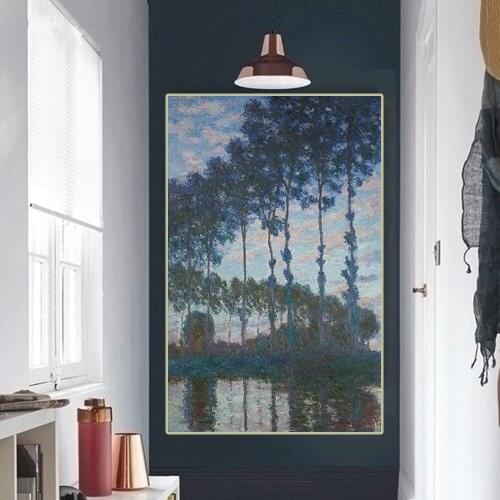 Canvas Oil Painting Claude Monet"Poplars On The Banks Of The Epte, Dusk"Wall Aesthetic Western Art Decor Poster Home Decoration