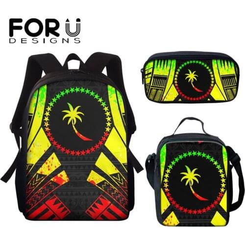 FORUDESIGNS Chuuk Polynesian School Bags Set for Teen Boys Girls Large Capacity Backpack College Student Satchel Children Bolsas