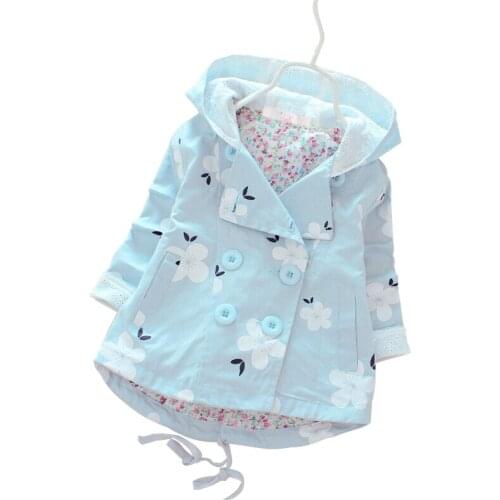 New Girls Coat Cotton Spring Girls Coats Flower Hooded jacket For Girls Lovely Baby Kids Clothes Children Clothing