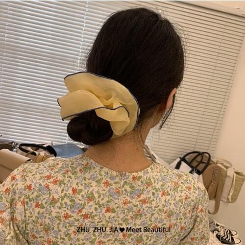 Sweet Candy-colored large organza Scrunchies Hair Accessories For Women Girl Elastic Hair Ring Hair tie Ponytail Holder Rubber