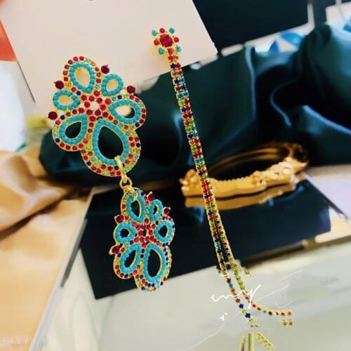 Fashion Korean Color Rhinestone Pendant Earrings Crystal Elegant for Women Earrings Jewelry Gifts