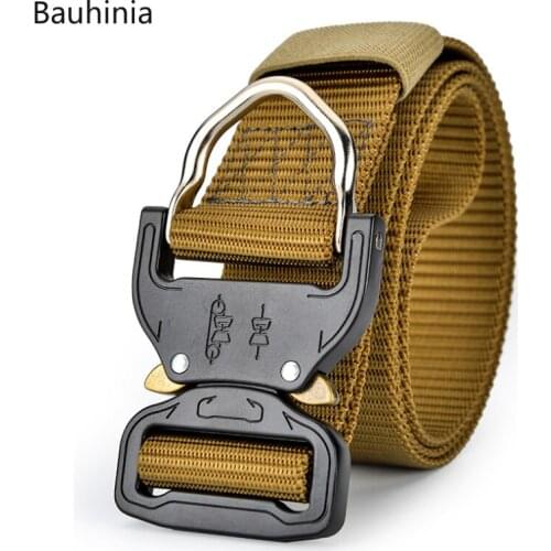 Bauhinia Mens/Womens Outdoor Sports Tactical Belt Zinc Alloy Buckle High Quality 125*3.7cm Casual Nylon Belt New