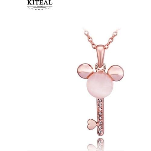 N747 Wholesale 585 gold Antiallergic Rose Gold Color women Necklace Pendants New Fashion Animal Mickey Jewelry