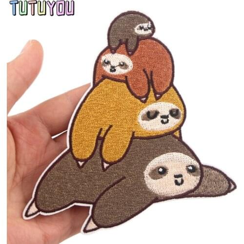 PC1986 Animal Sloth Pacth Stickers Iron on Patches for Backpack Handbag Sew on Patches for T-shirt Jacket Backpack Diy Patch