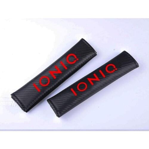 For Hyundai Ioniq Pu Carbon Fiber Texture Safety Belt Seat Harness Shoulder Pad Cushion Car Safety Seat Belt Cover