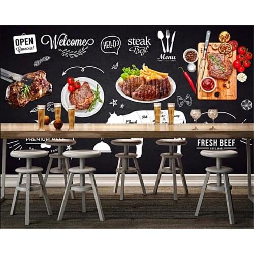 Custom wallpaper 3d mural black hand-painted Western restaurant steak background wall living room bedroom wallpaper papier peint