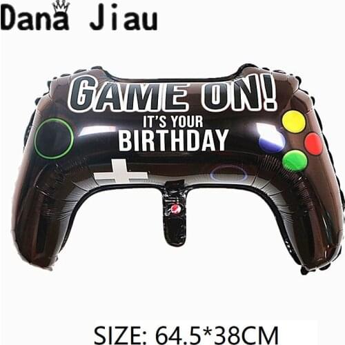 NEW Big Black Gamepad Boy Inflate Toy GAME ON Foil Balloon Happy Birthday Decoration Game Match Props Gaming Tool Ball