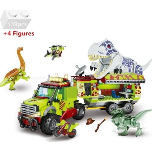 NEW Tyrannosaurus Velociraptor Adventure Off-road Vehicle Building Blocks Dinosaured Jurassiced Park World Toys For Children