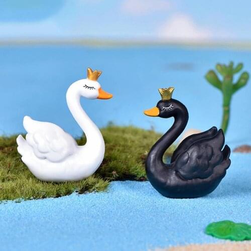 Couple Lovers Swan Mini Craft Home Garden Bonsai Decor Landscape Ornament Gift