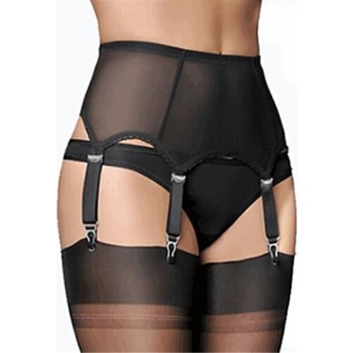 2019 Women Mesh Sexy Garter Belt 6 Metal Buckles Straps Sexy Suspender Elastic Belt Garters Night Club Femme Underwear