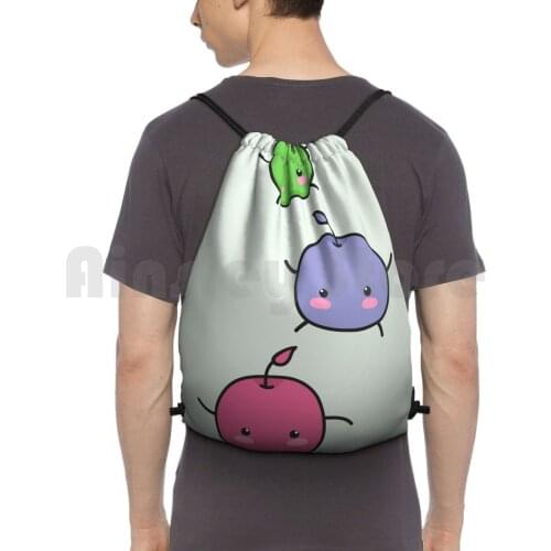 Jumping Junimos Backpack Drawstring Bag Riding Climbing Gym Bag Junimo Junimos Stardew Valley Cute Green Pink Purple Game