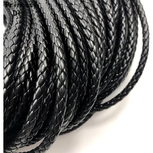 2M/Lot Jewelry Making Findings 5mm Black Round Leather Cord PU Leather Rope Strip DIY Bracelet Necklace Choker Craft Material